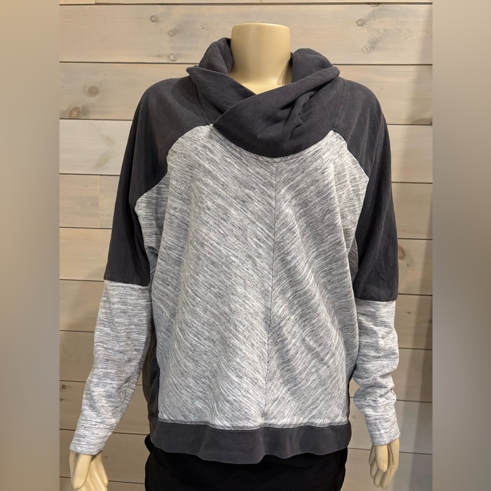 Cowl Neck Sweatshirt in Gray and Black